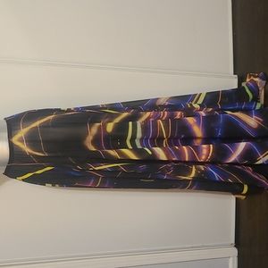 Psychedelic print costom long drawstring closer train flowey skirt.